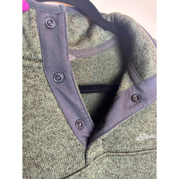 Eddie Bauer Big and Tall Mens Large Tall Popover Green Long Sleeve Collar - Picture 3 of 9